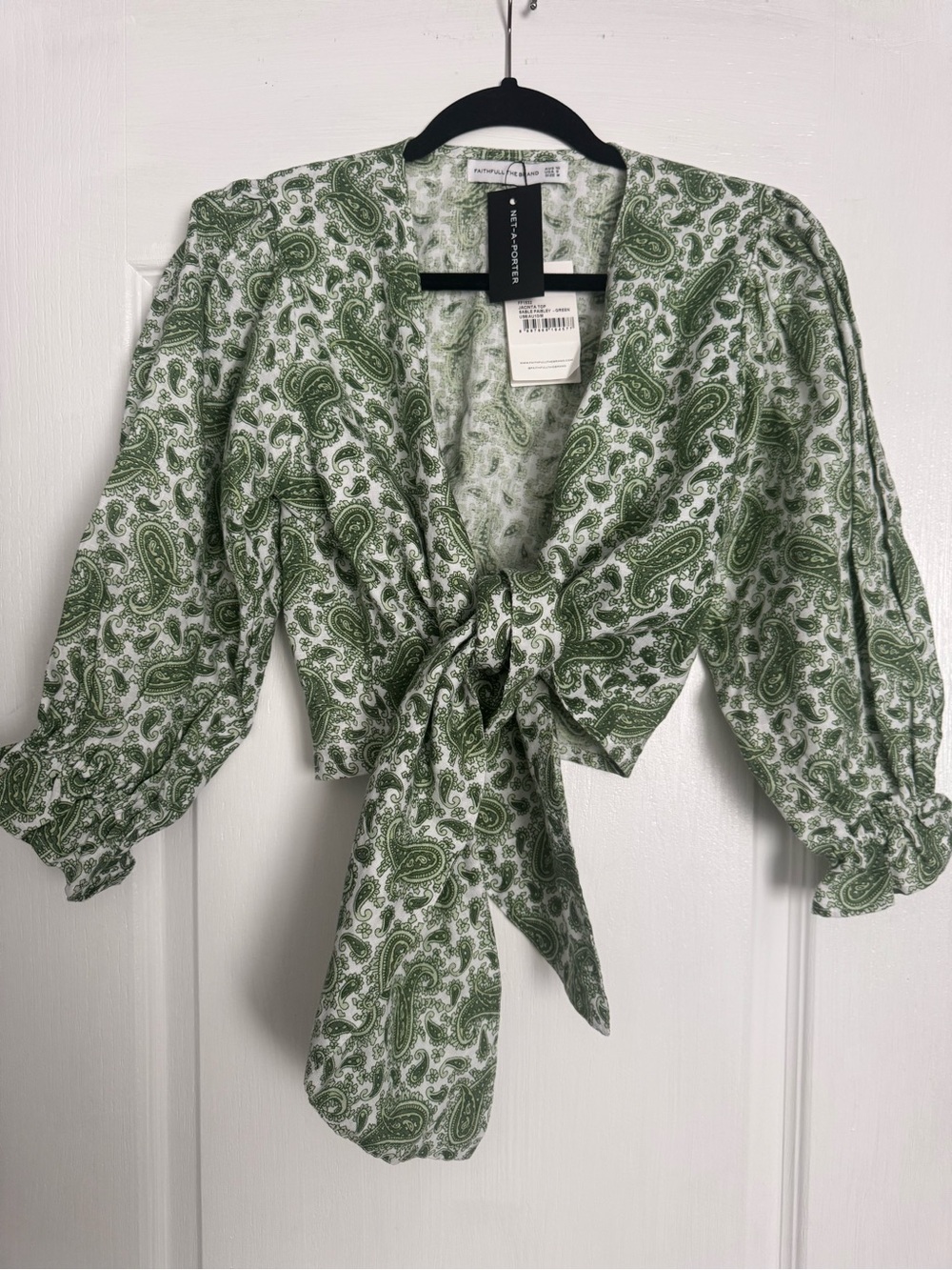 FAITHFULL THE BRAND New With Tags Paisley Jacinta Tie-Front Crop Blouse
